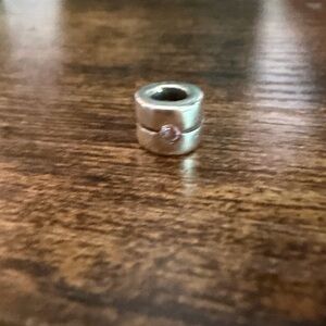 Pandora Silver Barrel Charm with pink CZ